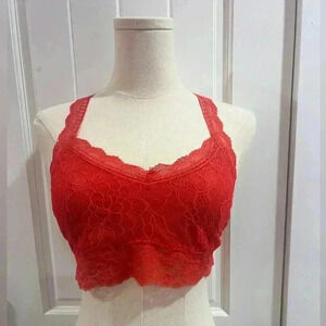LAmade Revolve Lacey Red Bralette Size Medium NWT